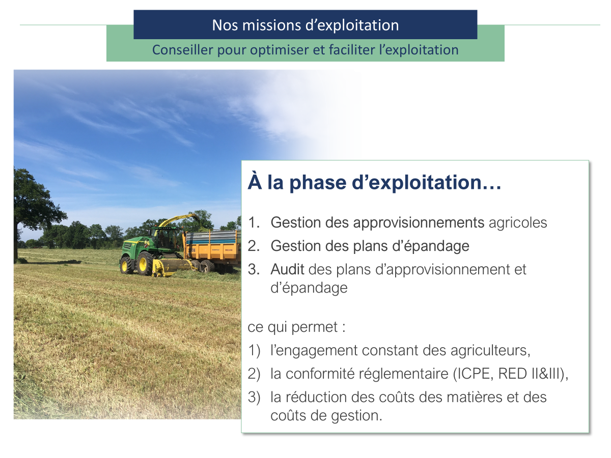 Image illustrant les missions pour l'exploitation